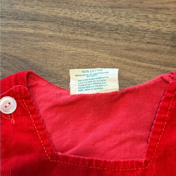 Tiny Tots Overalls Baby 12M Red Corduroy Carousel Horse Vintage Retro Cute - Picture 3 of 4